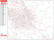 San Jose  Wall Map Red Line Style